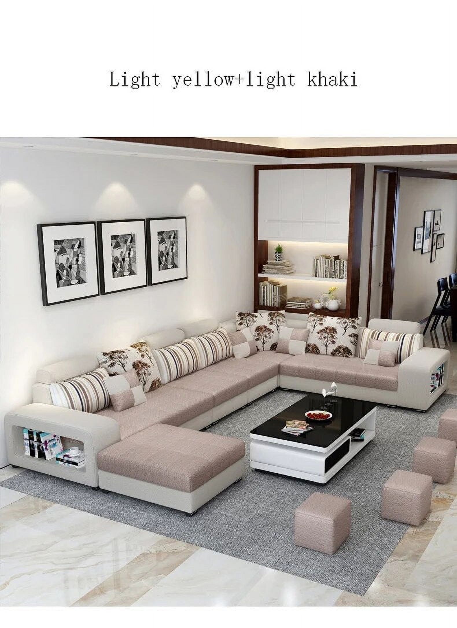 Living Room Furniture Modern Fabric Sofa European Sectional  Set 1909
