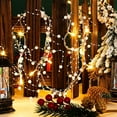 thumbnail image 4 of 10 Feet 30 LED Christmas String Light Metal Berry Beaded Garland Indoor for Fireplace Mantel Indoor Xmas Tree Christmas Decorations(White), 4 of 8