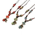 thumbnail image 4 of Boho Ceramic Statement Necklaces Woman Long Wood Sweater Chain Pendant Jewelry, 4 of 7