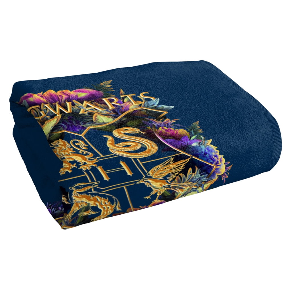 Harry Potter Hogwarts Multi-Colored Floral Crest Officially Licensed Beach Towel 30' X 60'