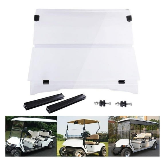 Fold Down Golf Cart Windshield Impact Resistant Acrylic Split Windshield Compatible with Club Car Precedent Compatible EZGO TXT 1995-2013 style2