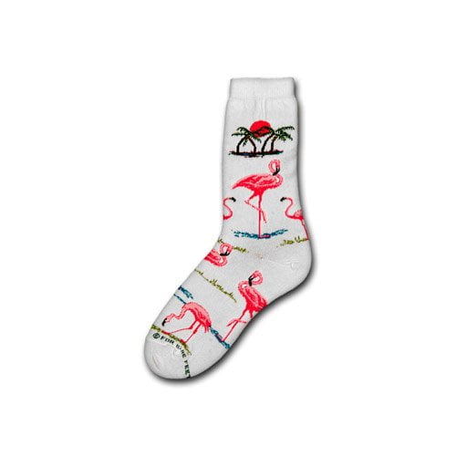 Flamingo Sunset Medium For Bare Feet Adult Socks, White/Grey/Black/Red, Size 6.0