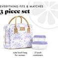 thumbnail image 2 of Bloomington Lunch Bag for Women - Insulated Large Lunch Box for Work with Containers, Leak-Resistant, Stain-Resistant, Zipper Closure, Lavender Toile, 2 of 6