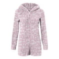 thumbnail image 3 of QATAINLAV Cute Bear Hoodies for Women Fleece Sherpa Warm Onesie Pajamas Long Sleeve Zip Up Romper Fashion Print Short Hooded Jumpsuit Sleepwear, Pink, M, 3 of 6