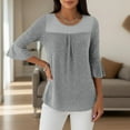 thumbnail image 5 of Htigea Women's Crewneck Tee Sequin 3/4 Sleeve Tunic Tops Mesh Breathable Cocktail Evening Party Shirts Gray M, 5 of 9