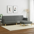 thumbnail image 2 of vidaXL 2-Seater Sofa Bed with Footstool Black Fabric, 2 of 17