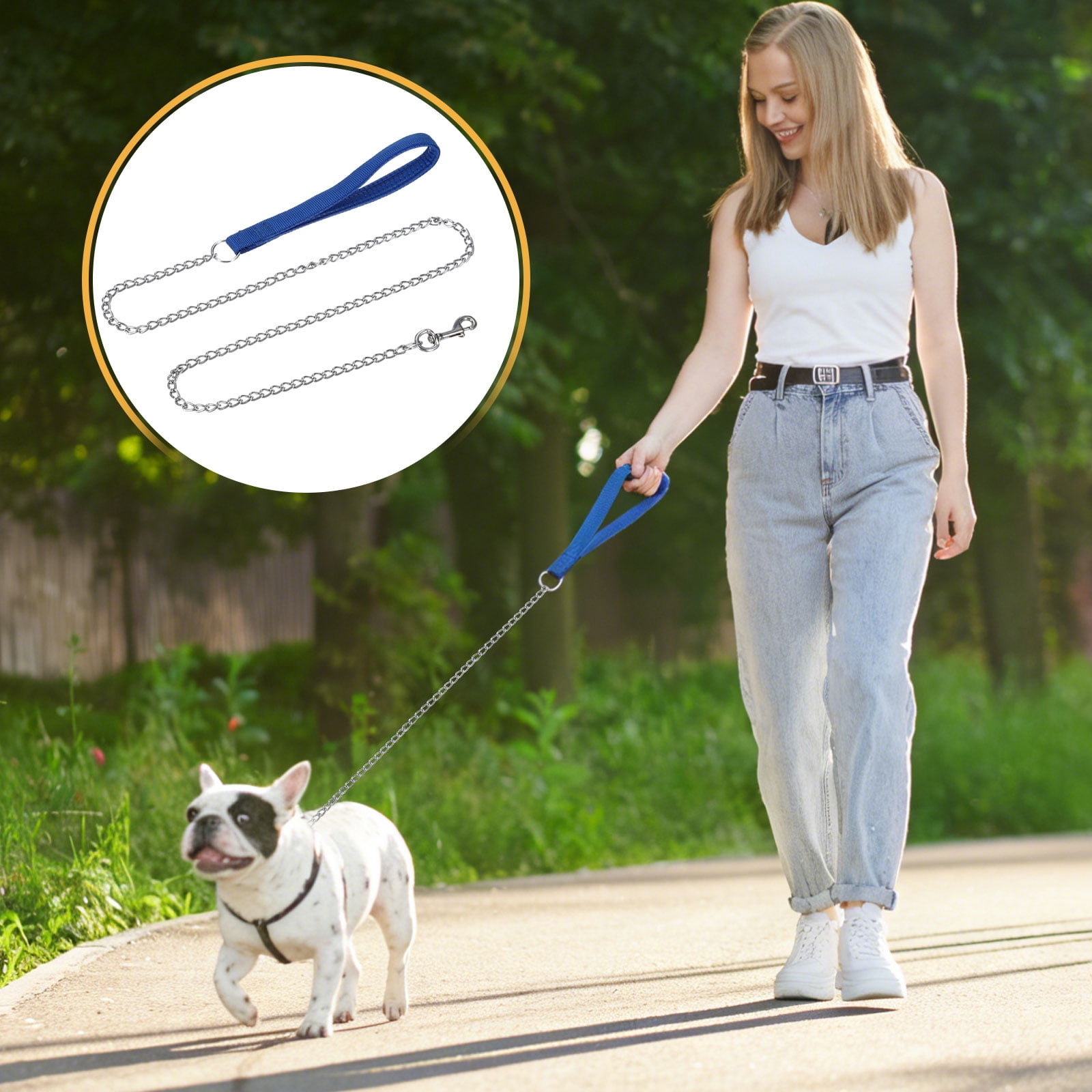 Uxcell Heavy Duty Chain Dog Leash, Metal Chain Dog Leash with Soft Padded Handle ( 4ft x 2 Mm, Red ) for Small Medium Large Pet Puppies Walking Training Traveling