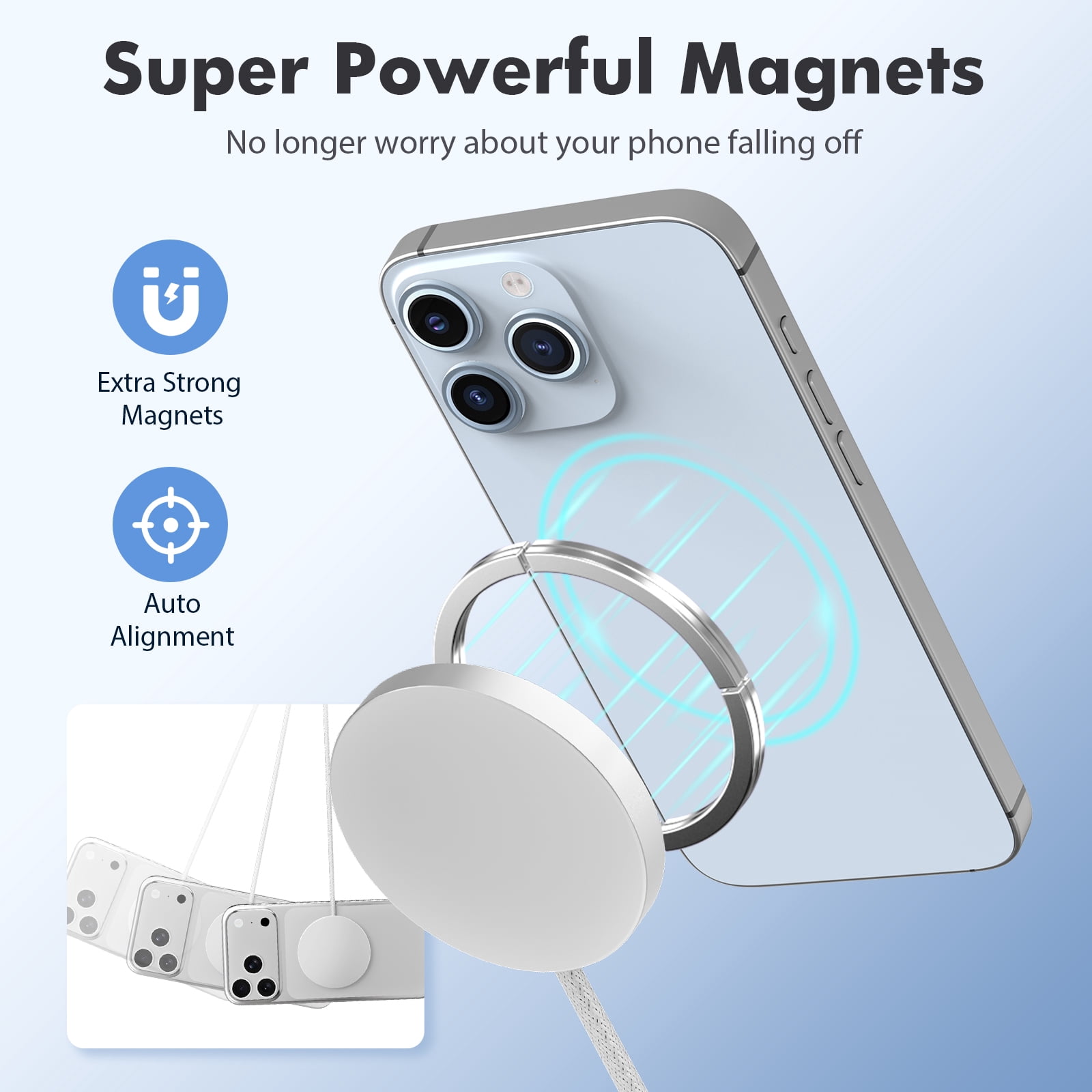 Magnetic Wireless Charger, 25W Fast Wireless Charger Compatible for iPhone 17/16/15/14/13/12,AirPods,Compact Portable Travel Friendly Pad (White)