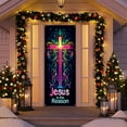 thumbnail image 4 of Taicans Colorful Cross & Floral Design Christmas Door Cover,70.8x35.4in,Perfect for Holiday Decor,Religious Christmas Decorations,Front Door Decorations,Christmas Decorations for Front Door‌, 4 of 9