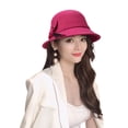 thumbnail image 2 of Women's Vintage Felt Bucket Hat Adjustable Bowler Suede Wool Hat with Bowknot Autumn Winter Dome Fedoras Cap Casual Basin Hat Ladies Round Hat, 2 of 3
