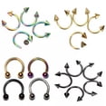 thumbnail image 4 of HOOUN Horseshoe Bar Lip Nose Septum Ear Ring Body Piercing Jewelry Stainless S-qy_-Gold-Sharp, 4 of 9