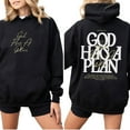 thumbnail image 2 of God Has a Plan Double Sided Christian Hoodie – Jeremiah 29:11 Bible Verse Pullover, Inspirational Faith Hoodie for Men & Women, Religious Jesus Apparel for Fall & Winter, 2 of 7
