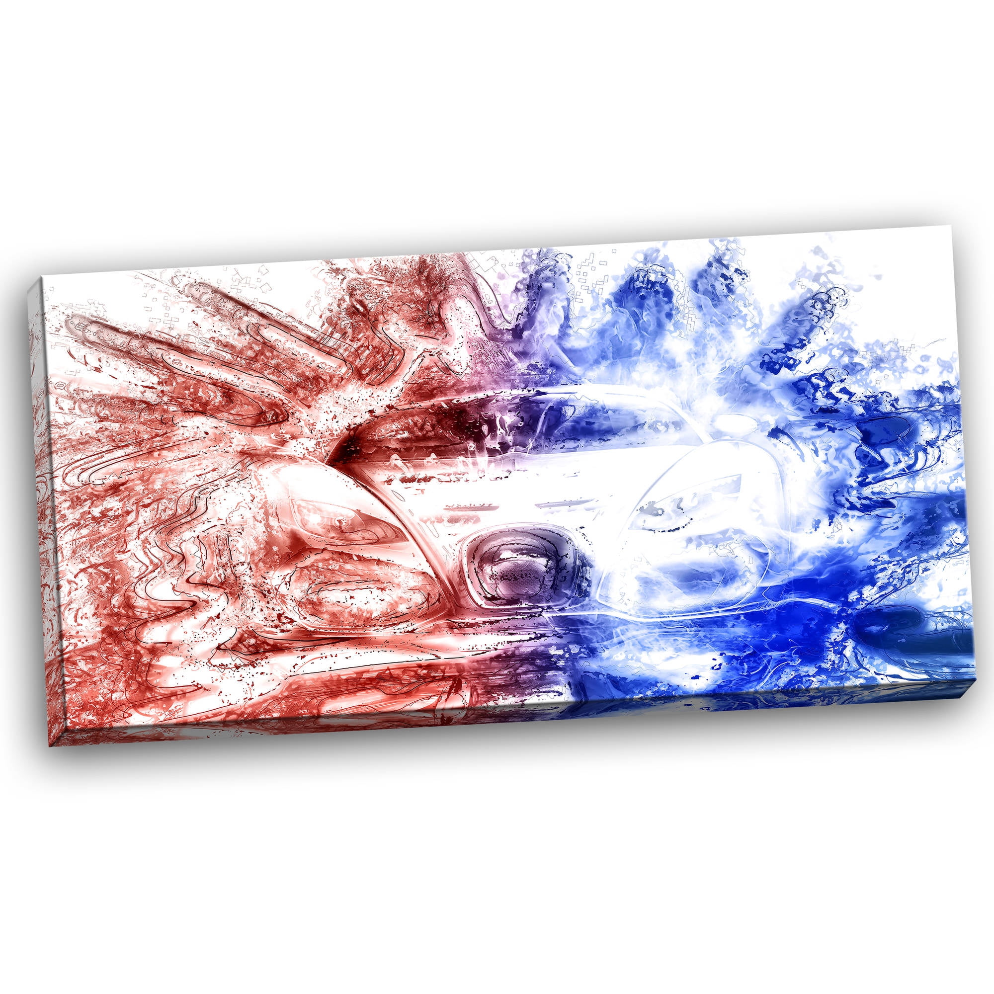 Design Art Red and Blue Car Art, 32" x 16"