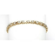 'X' Bar Set Bracelet with Lab-created Round Cut Brilliant Diamonds by Diamond Essence set in Vermeil