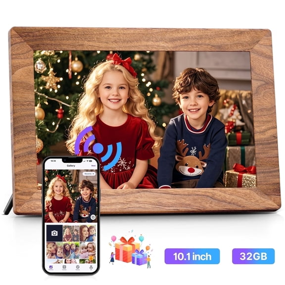 NUSICAN WiFi Digital Picture Frame 10.1" 32GB, Electronic Photo Frame with HD IPS Touch Screen, Auto Rotate, Slideshow, Wall Mountable ,Easy Setup Digital Frame to Share Photos & Videos via Free App