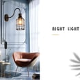 thumbnail image 4 of FSLiving No Drilling Adjustable Wall Sconces with UL Plug-in Timer Dimmer Cord Bedside Reading Light E26 with Black Iron Cage Lamp Shade Gooseneck Arm for Hotel Kitchen Bathroom Storage Room, 4 of 8