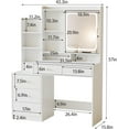 thumbnail image 2 of VEANERWOOD Vanity Table Set with LED Lighted Mirror Makeup Vanity Table with 6 Drawers and Hidden Shelves,White, 2 of 8