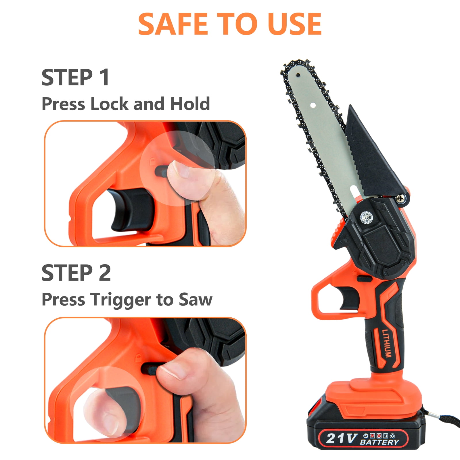 Ziss 4-Inch+6-Inch Mini Chainsaw Kit with 3 Rechargeable Batteries, Portable Electric Cordless Handheld Chain Saw for Tree Branches, Courtyard, Household and Garden