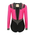 thumbnail image 2 of TSSOE Gymnastics Leotard for Girls Sheer Mesh Skating Jumpsuit Ballet Dance Leotard Activewear Bodysuit Hot Pink 12, 2 of 5