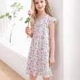 thumbnail image 2 of NIEWTR Robe d'Été pour Tout-Petites Filles, Coton Uni, à Volants, Manches Courtes, Robe Soleil, Tenue de Fête Douce pour Enfants (Violet, 6-7 Ans), 2 of 9