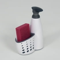 Casabella Sink Siderâ¢ Soap Dispenser with Sponge, Versatile Tool, Storage Capabilities, Use in Kitchen or Bathroom, White/Grey