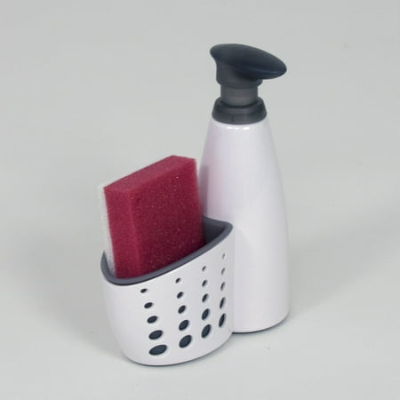 Leopard Print Snap Casabella Sink Siderâ„¢ Soap Dispenser with Sponge, Versatile Tool, Storage Capabilities, Use in Kitchen or Bathroom, White/Grey ()