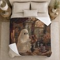thumbnail image 5 of Sepia-Toned Vintage Ghost Holding Bouquet Mysterious Painterly Art, Festive Halloween Scene, Warm Flannel Blanket for Living Room and Family Room, Art Lovers Halloween Gift, Festive Home Decor, 5 of 9