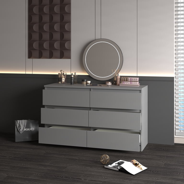 6 drawer grey dresser for bedroom LINQ 9186 6-Drawer Dresser