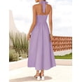 thumbnail image 3 of Vestido de verano ZESICA, sin mangas, halter, midi, morado claro, para mujer, 3 of 7