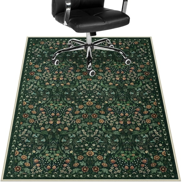 UTAH-Floral Office Chair Mat for Hardwood Floor, 36"x48" Desk Chair Mat for Hard Floors, Under Desk Rug for Rolling Chair, Anti-Slip Computer Chair Mats, Low Pile Carpet Protector Mat