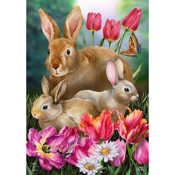 Briarwood Lane Spring Garden Flag 12x18 For Outdoor Bunny Family For Spring Garden Flag Flags For Outside