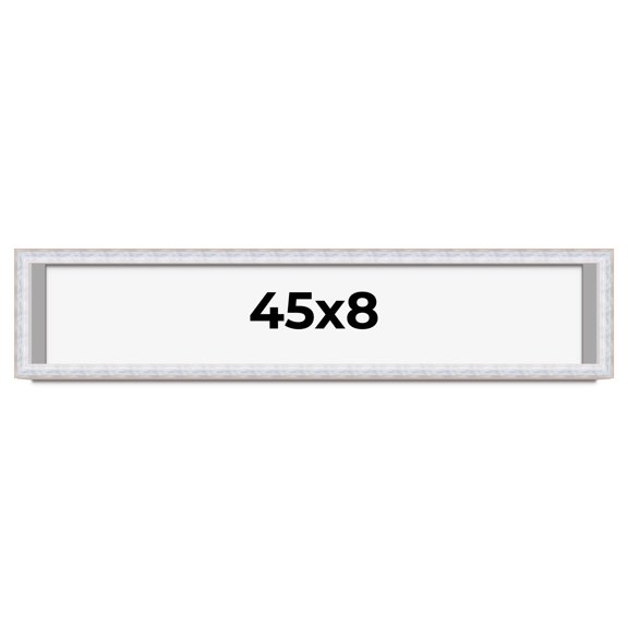 45x8 Shadow Box Frame Silver | 1.625 Inches Deep Real Wood Contemporary Shadowbox Display Frame |