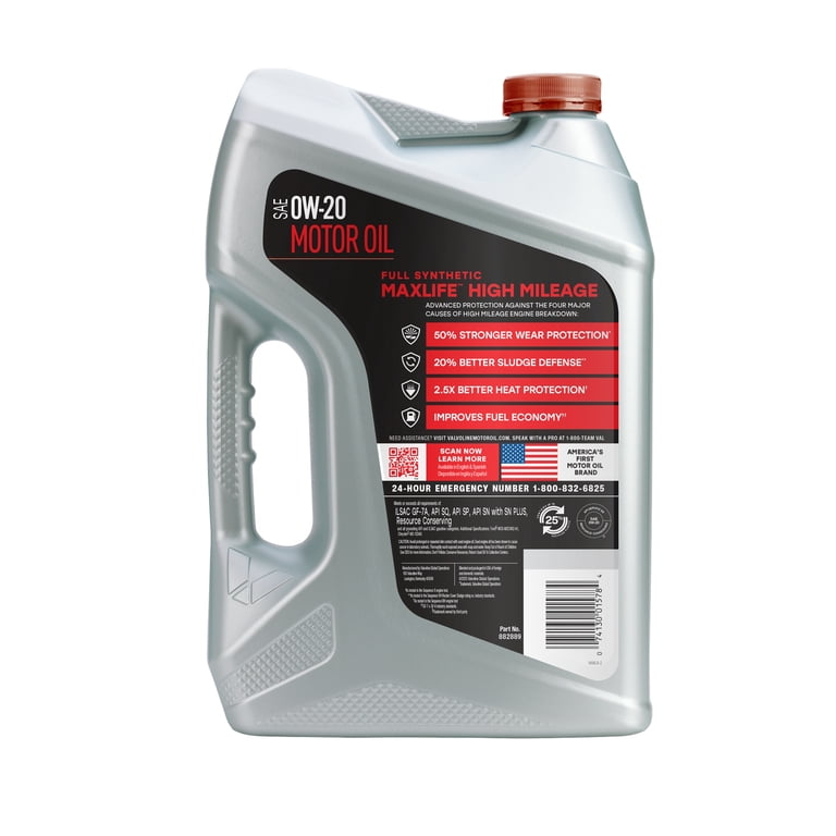 2 pack) Valvoline MaxLife Full Synthetic High Mileage 0W-20 Motor