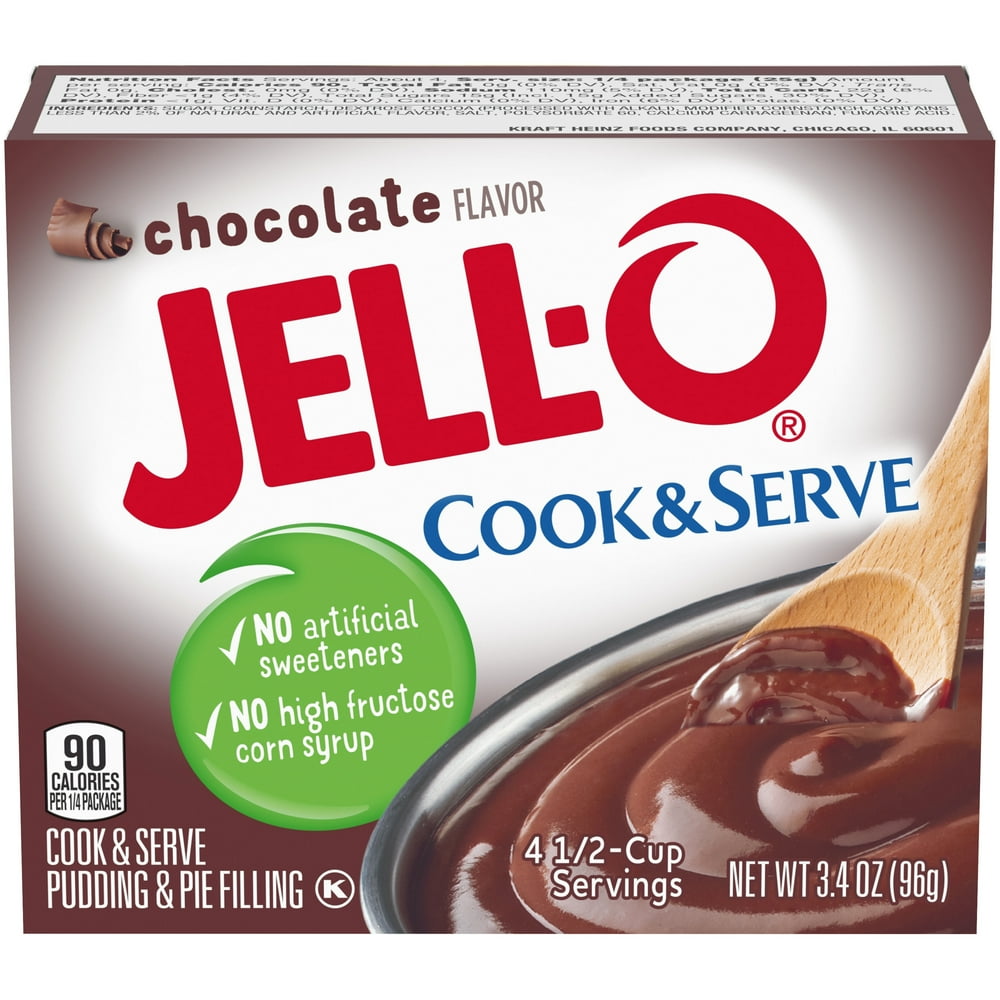 JellO Cook & Serve Chocolate Pudding & Pie Filling Mix, 3.4 oz Box