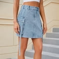thumbnail image 4 of krdevn Women's High-Waisted Distressed Denim Mini Skirt Ribbon Design Denim Work Skirt Casual Short Skirt, Jean Skirts for Women Denim,for Size S, 4 of 8