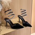 thumbnail image 3 of 2024 Roman Sexy Pointy Thin Heel Back Empty Single Shoe Rhinestone Snake Wrapped High Heels Wedding Shoes FGS, 3 of 7