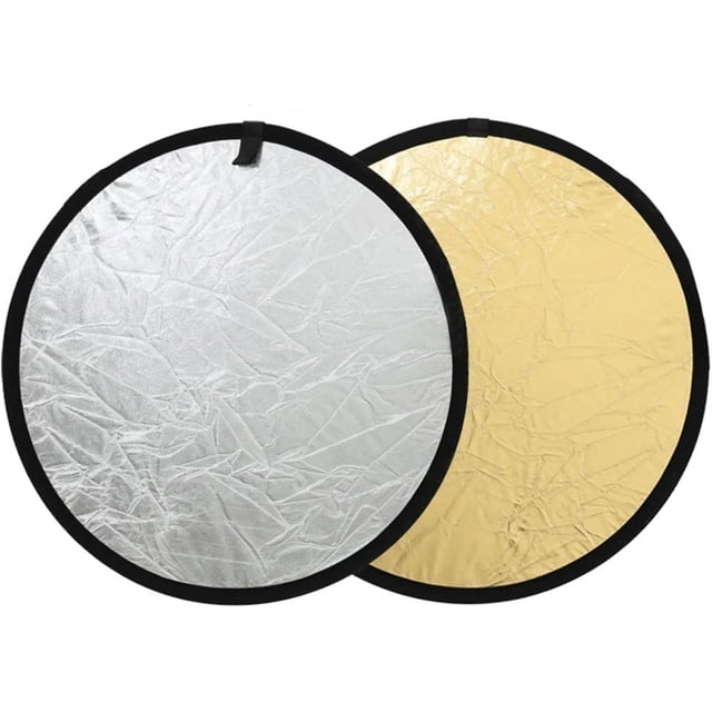 PinesC 2-in-1 Photo Reflector Fill Light Soft Light Collapsible Reflector 12" 30cm for Photography Photo Studio Lighting - Silver, Gold