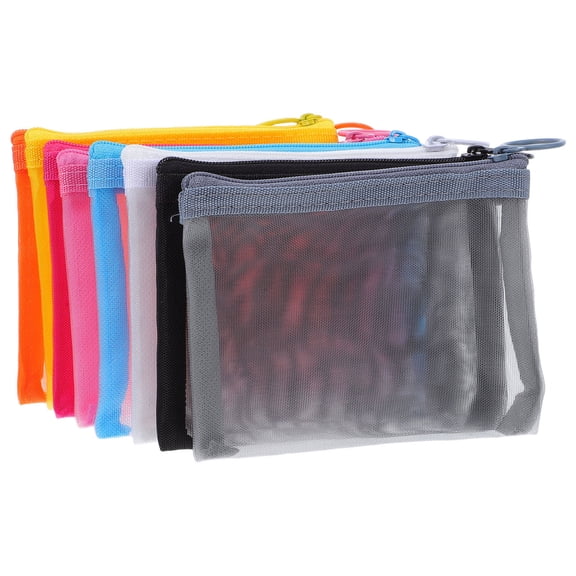 OUNONA Clear Mesh Cosmetic Bags with Zipper, Travel Storage Pouches for Toiletries and Makeup