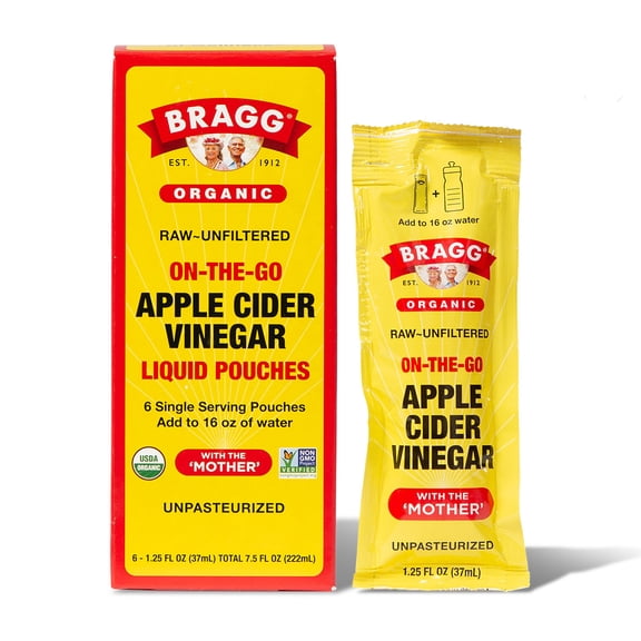 Bragg On-the-Go Organic Apple Cider Vinegar Pouches, 1.25 fl oz, 6 Count
