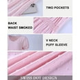 thumbnail image 5 of Women Summer Dresses V Neck Short Sleeve Swiss Dot Mini Dress with Pockets, 5 of 5