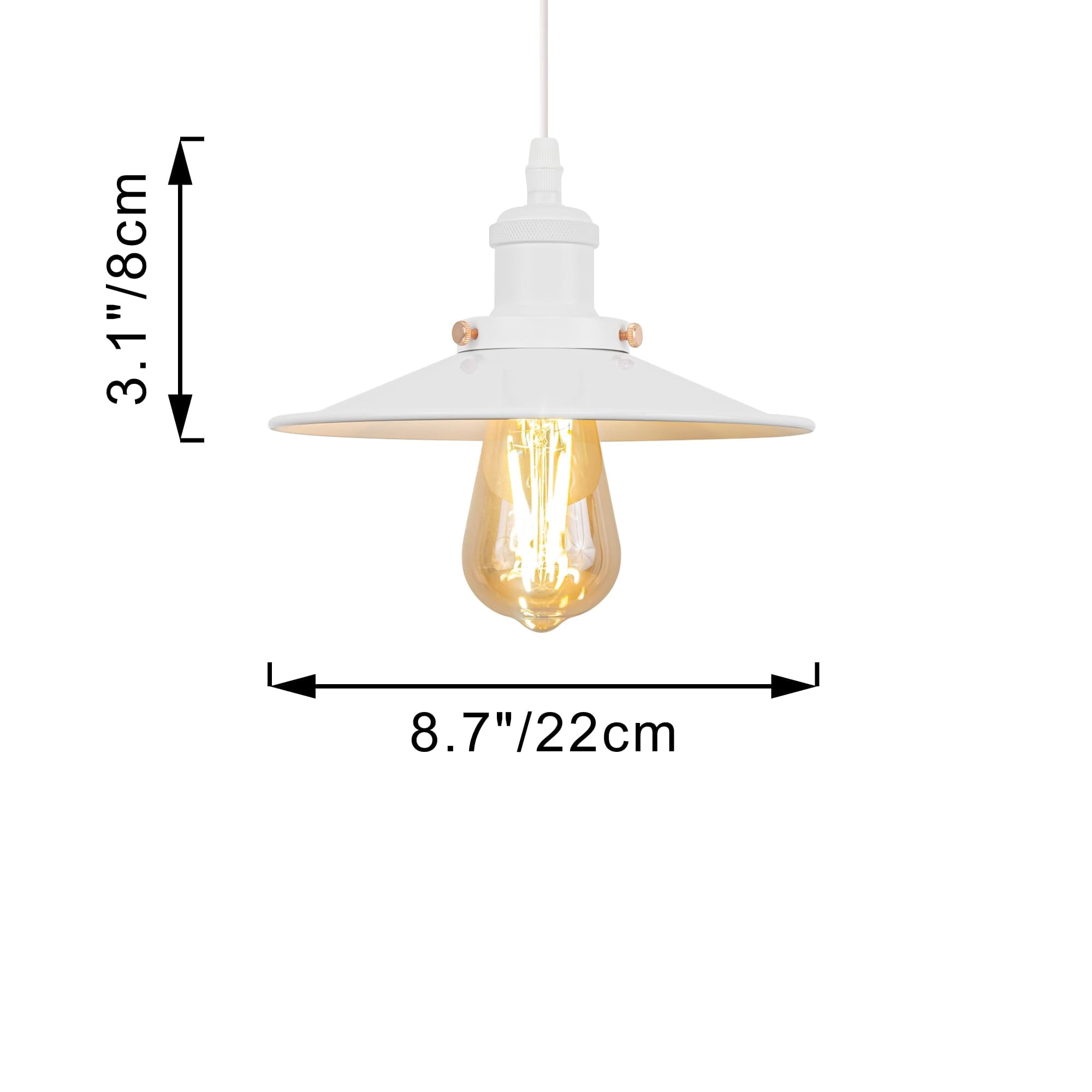 Kiven Plug in Pendant Light,E26 Socket Vintage Hanging Light, Iron Hanging Light Fixture with 15FT Cord Adjustable Height for Dining Room Bedroom Foyer Hallway Kitchen Island,White Finish