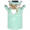 thumbnail image 1 of Vintage Metal Iron Vase Double Handle with Hemp Rope Bow and Heart Decoration, Indoor/Outdoor, 1 of 4