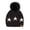 Black, variant on CC Beanie with Quality Faux Fur Pom & Star Pattern