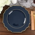 BalsaCircle 10 Gold Rimmed Navy Blue Baroque Disposable Plastic Dinner ...