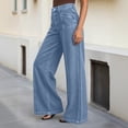 thumbnail image 5 of Women's High Waisted Wide Leg Jeans With Solid Color Front Denim Pants Casual Loose Pants With Functional Pockets Suitable For Daily Wear, 5 of 9