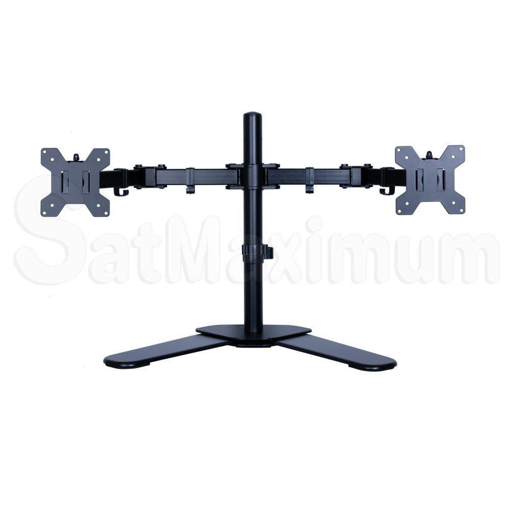 Cables Direct Online Dual Monitor Desk Mount Bracket for 17-27 Inch 33LB LED LCD Screens, Heavy Duty Adjustable VESA 75x100 Stand