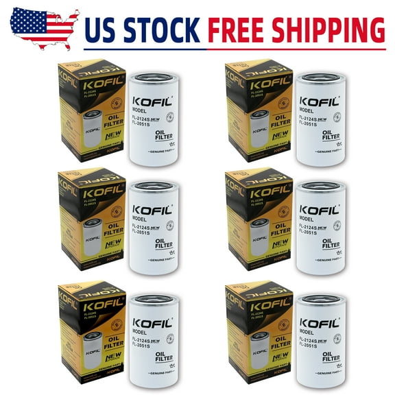 6pcs FL2124S Oil Filter, Fits 2011-2022 F250 F350 F450 F550 F600 F650 F750 Super Duty 6.7L Power Stroke Diesel Engine, Replaces FL2051S BC3Z-6731-B