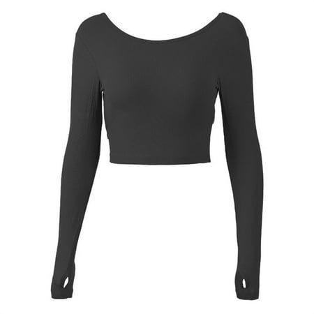 

Yinguo Long Sleeved Yoga Clothes Top With Chest Pad Women S Kink Beautiful Back Sports Fitness T Shirt Slim Bra L