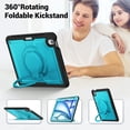 thumbnail image 6 of Shockproof Case for Apple iPad Air 11 Inch M3 M2 2025/2024, Rugged Hybrid Protective Cover with Pencil Holder & Shoulder Strap Kids Friendly Rotating Kickstand Case for iPad Air 11 Inch, Lightblue, 6 of 9