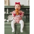 thumbnail image 6 of BemeyourBBs Newborn Baby Girl Valentines Day Outfits Daddy's Little Valentine Gingham Plaid Smocked Bubble Romepr Heart Letters Embroidery Bodysuit with Headband Cute Infant Spring Clothes, 6 of 9